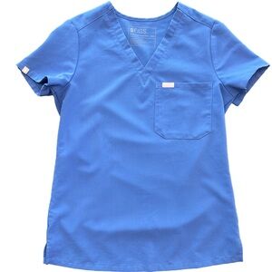 Women’s figs blue denim one pocket Catalina scrub tops XXS PO 1660